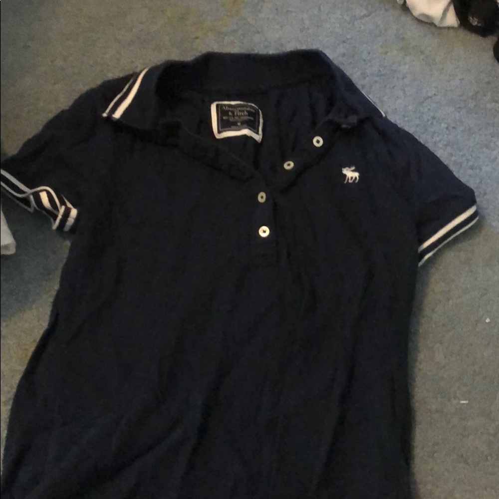 abercrombie and fitch navy blue collared shirt